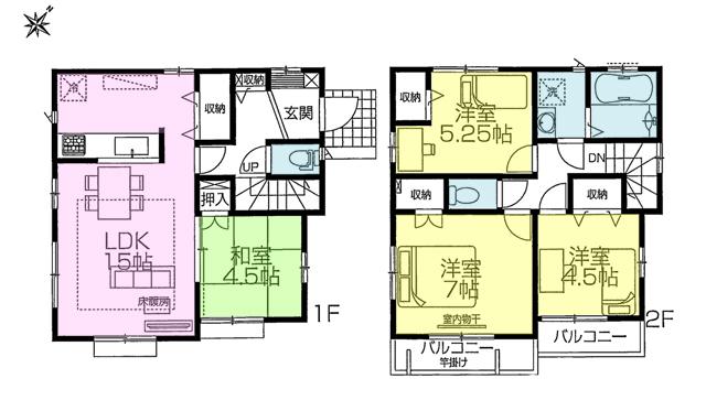 Floor plan. (Building 2), Price 55,500,000 yen, 4LDK, Land area 110.05 sq m , Building area 87.76 sq m