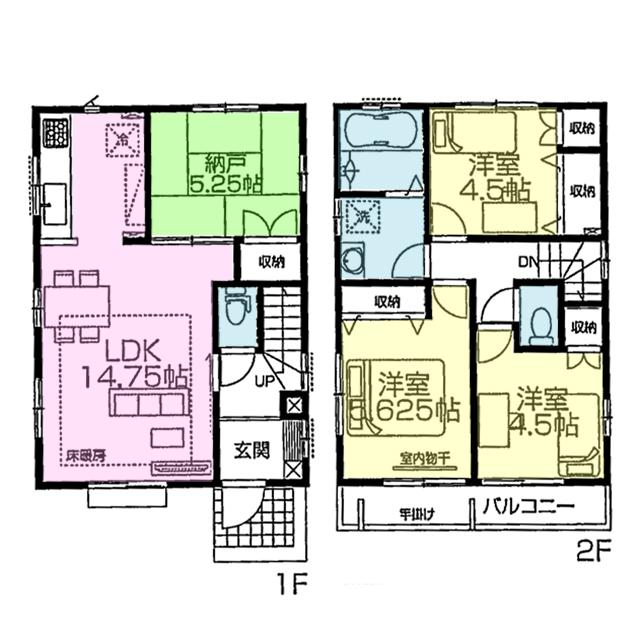 Floor plan. (3 Building), Price 47,900,000 yen, 3LDK+S, Land area 107.04 sq m , Building area 84.46 sq m