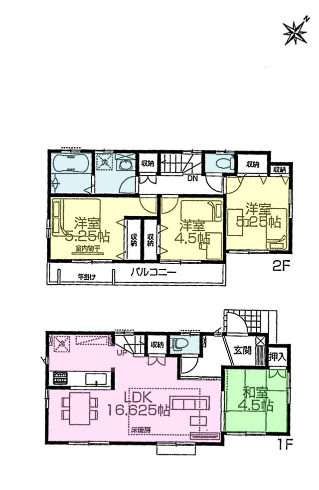 Floor plan. (4 Building), Price 53,800,000 yen, 4LDK, Land area 110.04 sq m , Building area 87.76 sq m