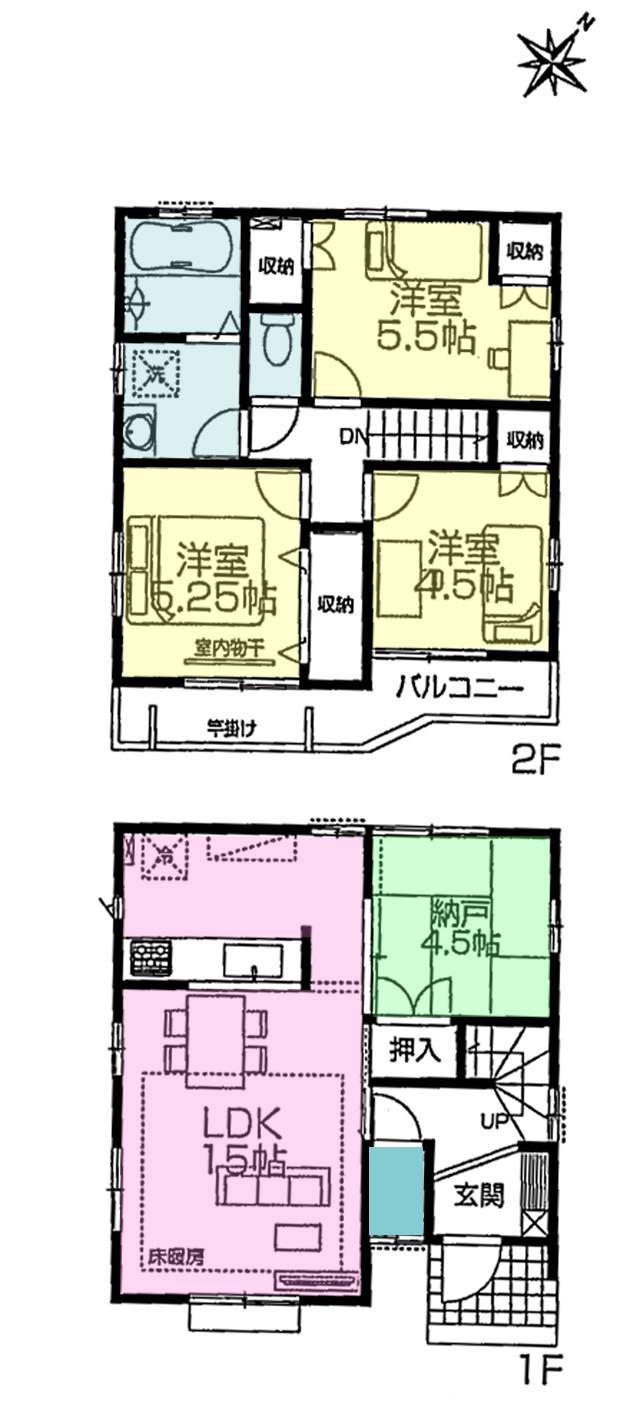 Floor plan. (5 Building), Price 47,900,000 yen, 3LDK+S, Land area 107.32 sq m , Building area 83.22 sq m