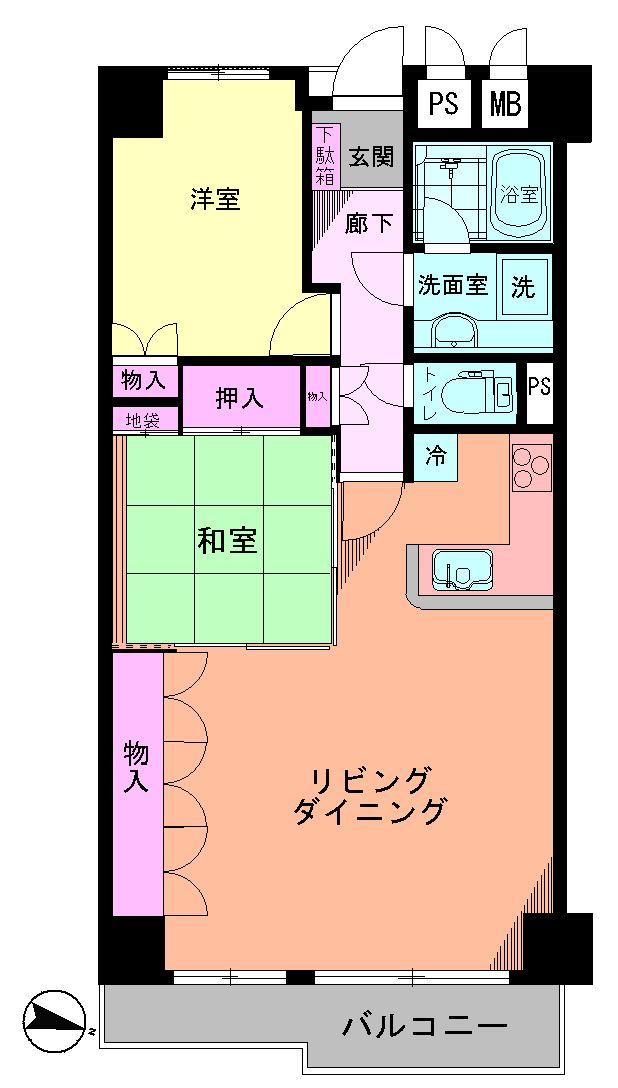 Floor plan. 2LDK, Price 27,800,000 yen, Occupied area 66.87 sq m , Balcony area 6.58 sq m Floor