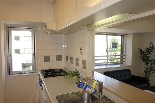 Kitchen. Living room overlooks from the kitchen