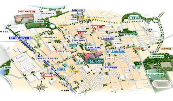 Surrounding environment. Supermarkets and educational facilities ・ General Hospital, etc., Enhancement within a 10-minute walk convenience facility to support the daily life. Also while in Tokyo's 23 wards, Large park is also rich. Green ・ And environment that can enjoy waterside of the nature is close to well-equipped, We spend a relaxing time there is moisture in accordance with the four seasons. Lack of exercise also unrelated and say likely you were this environment. Carefree To play in a natural environment that tickle the sensibility and curiosity even for children ・ Learn ・ Live the big attraction. (Location concept illustration)