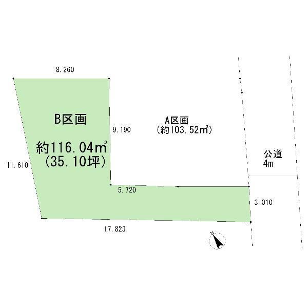 Compartment figure. Land price 44,800,000 yen, Land area 116.04 sq m