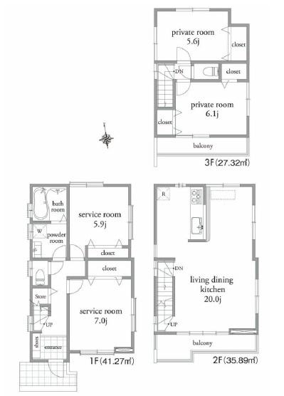 Floor plan. (B Building), Price 40,800,000 yen, 4LDK, Land area 97.4 sq m , Building area 104.48 sq m