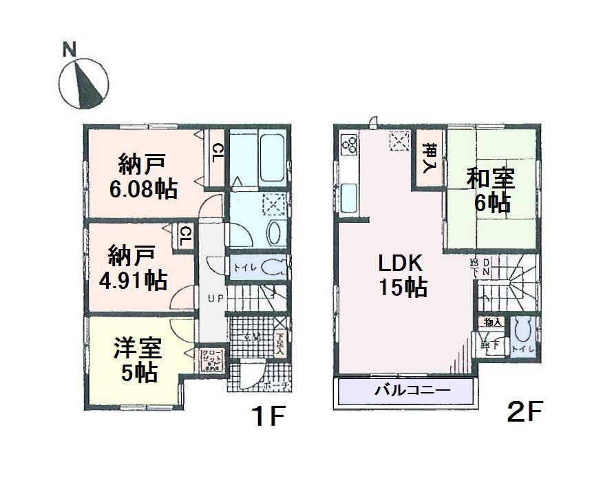 Floor plan. (5 Building), Price 37 million yen, 2LDK+2S, Land area 92.72 sq m , Building area 85.05 sq m