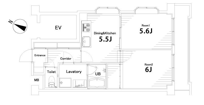 Floor plan. 2DK, Price 19,800,000 yen, Occupied area 43.98 sq m