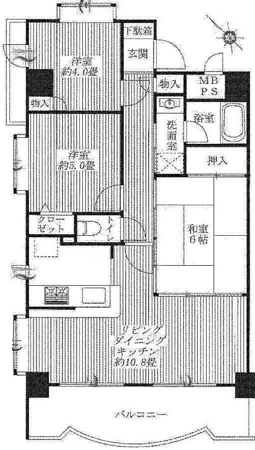 Floor plan. 3LDK, Price 29,800,000 yen, Occupied area 63.41 sq m , Balcony area 9.19 sq m floor plan