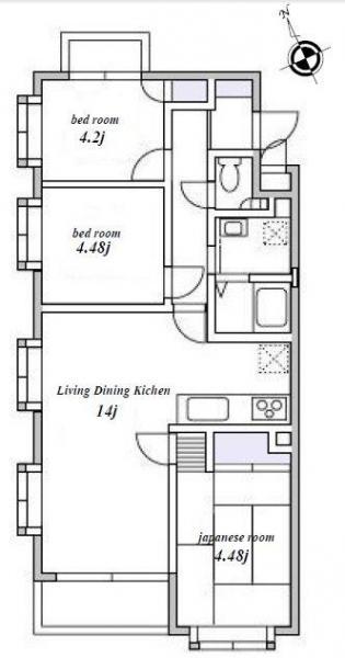 Floor plan. 3LDK, Price 29,800,000 yen, Occupied area 64.25 sq m , Balcony area 3.3 sq m