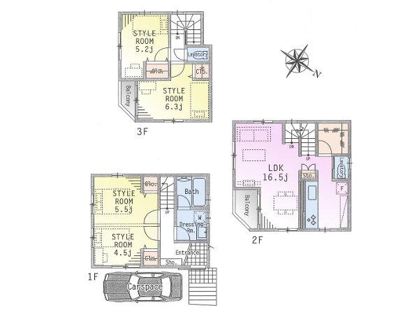 Floor plan. 44,900,000 yen, 4LDK, Land area 60.81 sq m , Building area 94.18 sq m