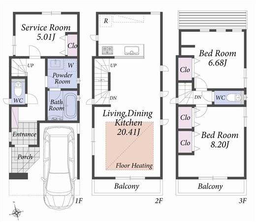 Building plan example (floor plan). Reference plan floor plan 14.3 million yen ・ 93.23 sq m  ・ A Building