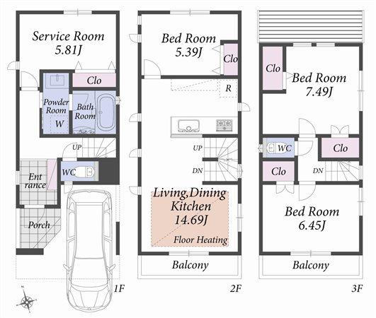 Building plan example (floor plan). Reference plan floor plan 14.3 million yen ・ 94.2 sq m  ・ B Building