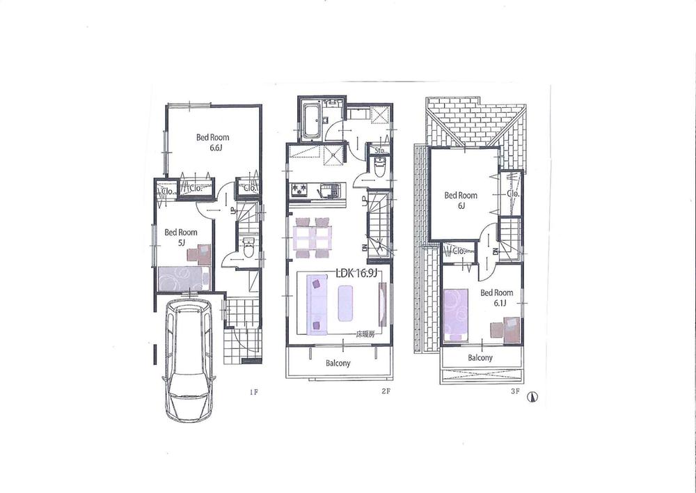 Floor plan. 52,800,000 yen, 4LDK, Land area 65.85 sq m , Building area 103.53 sq m