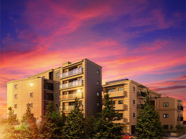 Buildings and facilities. Using the Old Stone color of the stone and tile in the foundation part, Exterior design of masonry of lime stone representation of the image, such as tick history. (Exterior view)