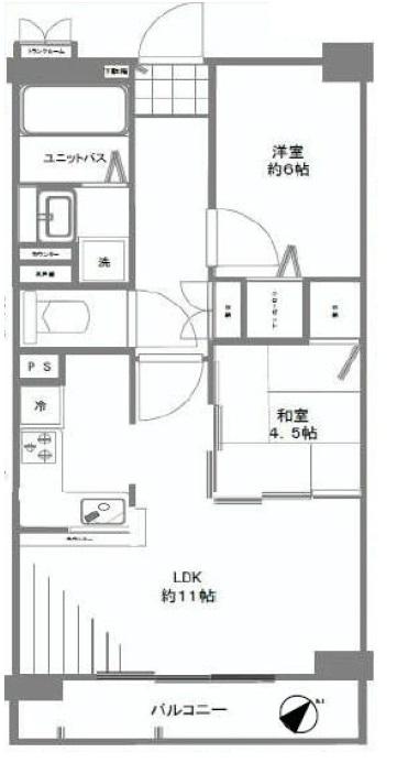 Floor plan. 2LDK, Price 24,800,000 yen, Occupied area 51.91 sq m , Balcony area 8 sq m