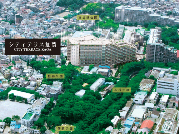 Other. Same property to birth along the row of cherry blossom trees of Shakujii. (Helicopter shot) ※ Shooting a northwest direction from the local peripheral sky CG synthesis building Rendering that caused draw based on the drawings of the planning stage to those (June 2011) ・ In fact a somewhat different in that the processing. Also surrounding environment might change in the future.