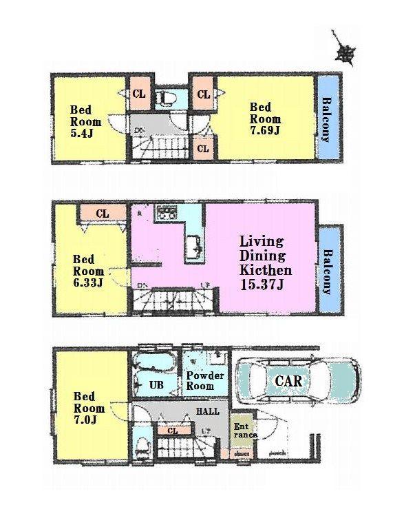 Floor plan. 39,800,000 yen, 4LDK, Land area 65.56 sq m , Building area 109.16 sq m