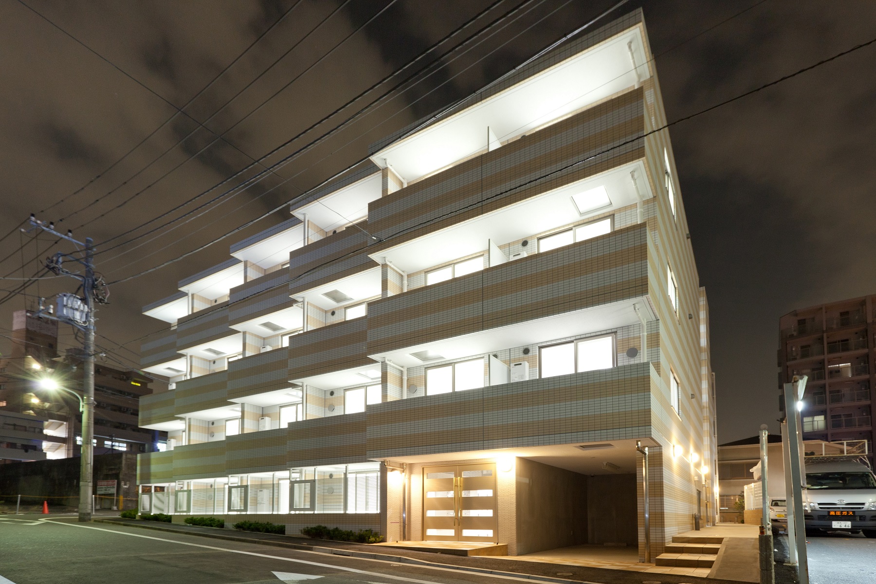 Building appearance. Like this at night.