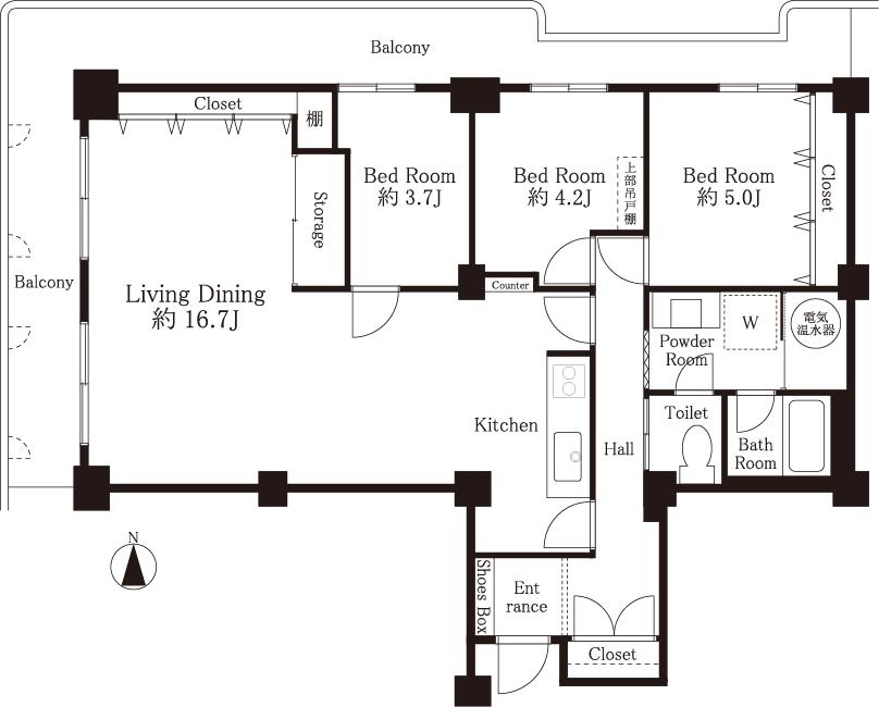 Floor plan. 3LDK, Price 23.8 million yen, Occupied area 82.75 sq m , Balcony area 22.04 sq m floor plan