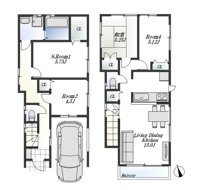 Floor plan. 2-story 4LDK popular area!