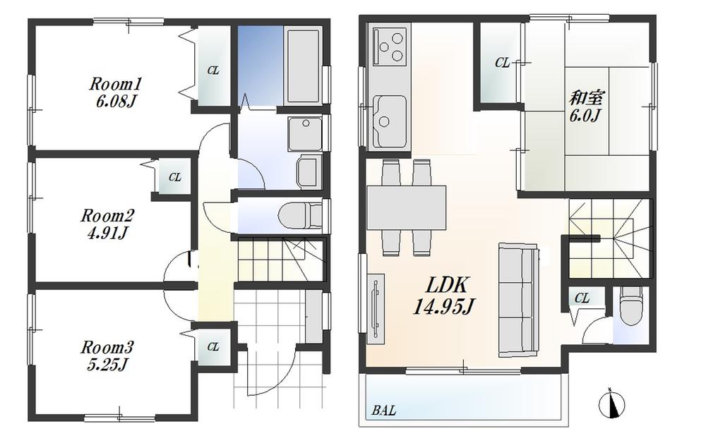 Floor plan. 2-story 4LDK popular area!