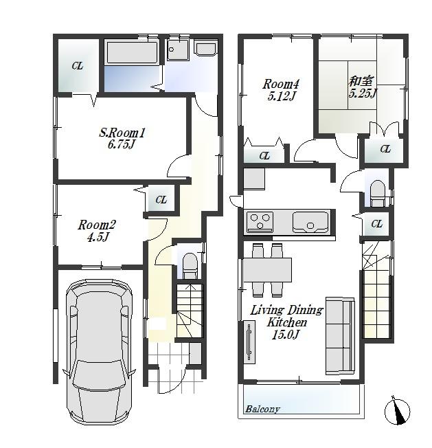 Floor plan. 2-story 4LDK popular area!