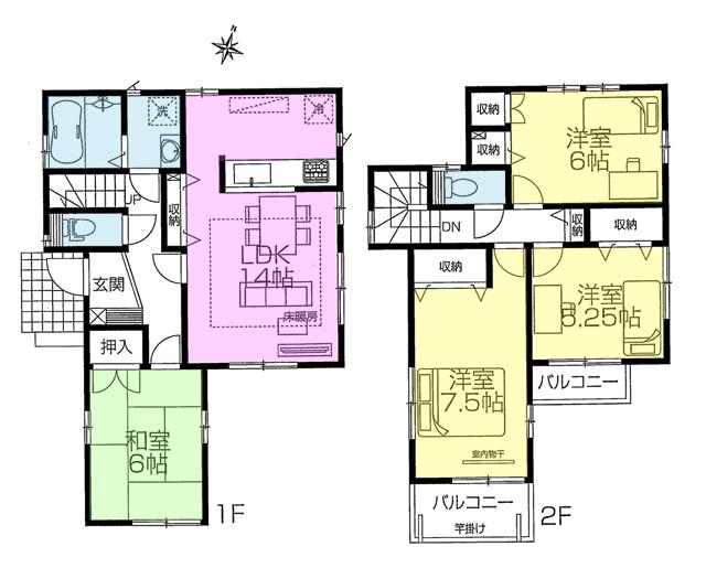Floor plan. (4 Building), Price 52,800,000 yen, 4LDK, Land area 100.09 sq m , Building area 95.22 sq m