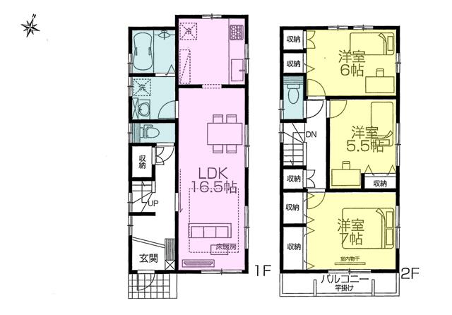 Floor plan. (5 Building), Price 45,800,000 yen, 3LDK, Land area 102.88 sq m , Building area 88.18 sq m