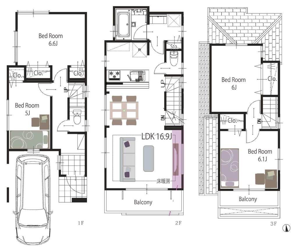 Floor plan. 52,800,000 yen, 4LDK, Land area 65.85 sq m , Building area 103.53 sq m