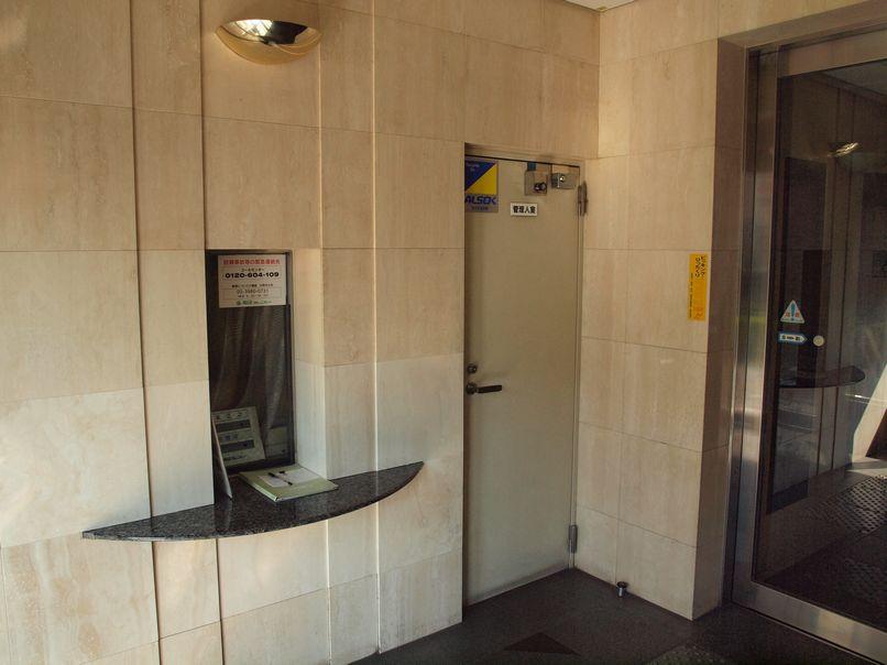 Entrance. Firmly block the suspicious person of intrusion security camera and management people.