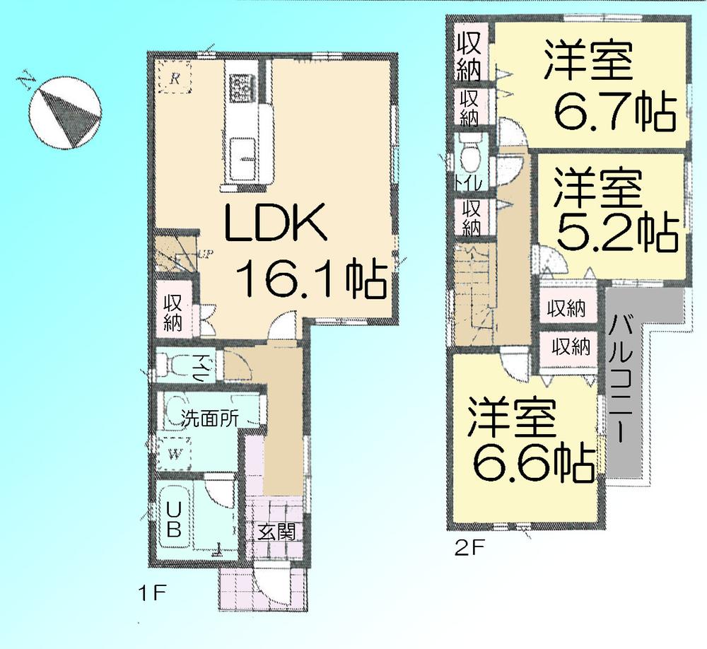 Floor plan. 42,800,000 yen, 3LDK, Land area 82.86 sq m , Building area 84.64 sq m