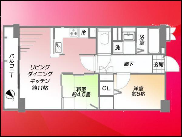 Floor plan. 2LDK, Price 24,800,000 yen, Occupied area 51.91 sq m , Balcony area 8 sq m