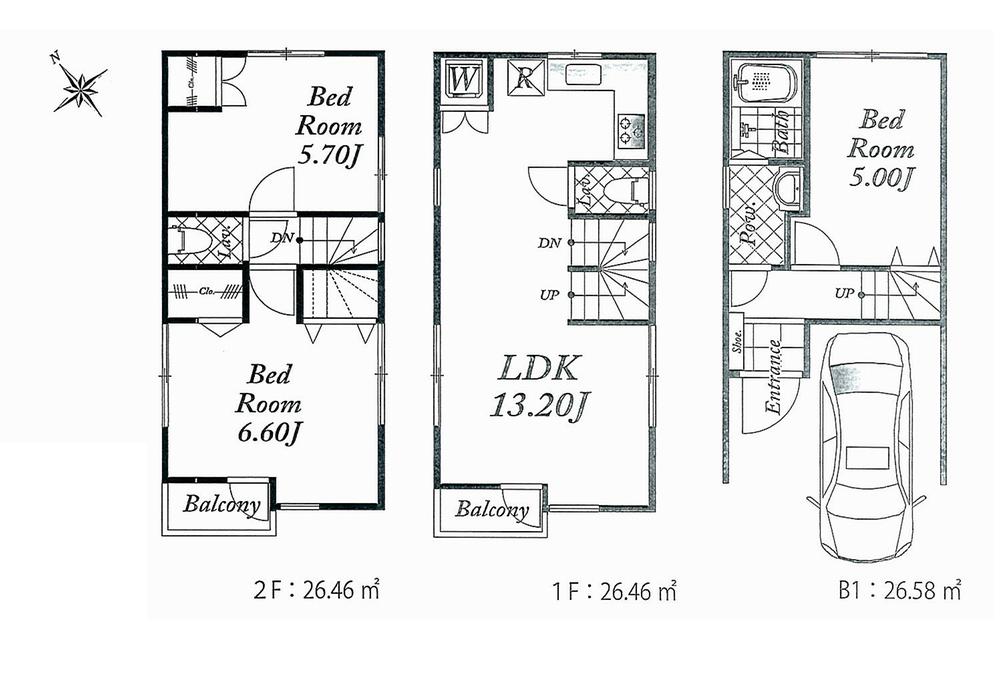 Other building plan example. Building area 79,51 sq m  Building price 14.6 million yen land, Building total 34.8 million yen