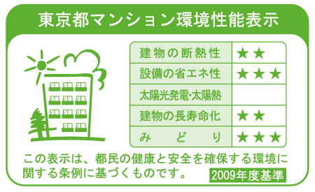 Building structure.  [Tokyo apartment environmental performance display] Based on the efforts of the building environment plan that building owners will be submitted to the Tokyo Metropolitan Government, 5 will be evaluated in three stages for items.  ※ For more information see "Housing term large Dictionary"