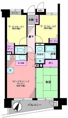 Floor plan. 1LDK + S (storeroom), Price 22,800,000 yen, Occupied area 54.66 sq m , Balcony area 6.55 sq m Floor