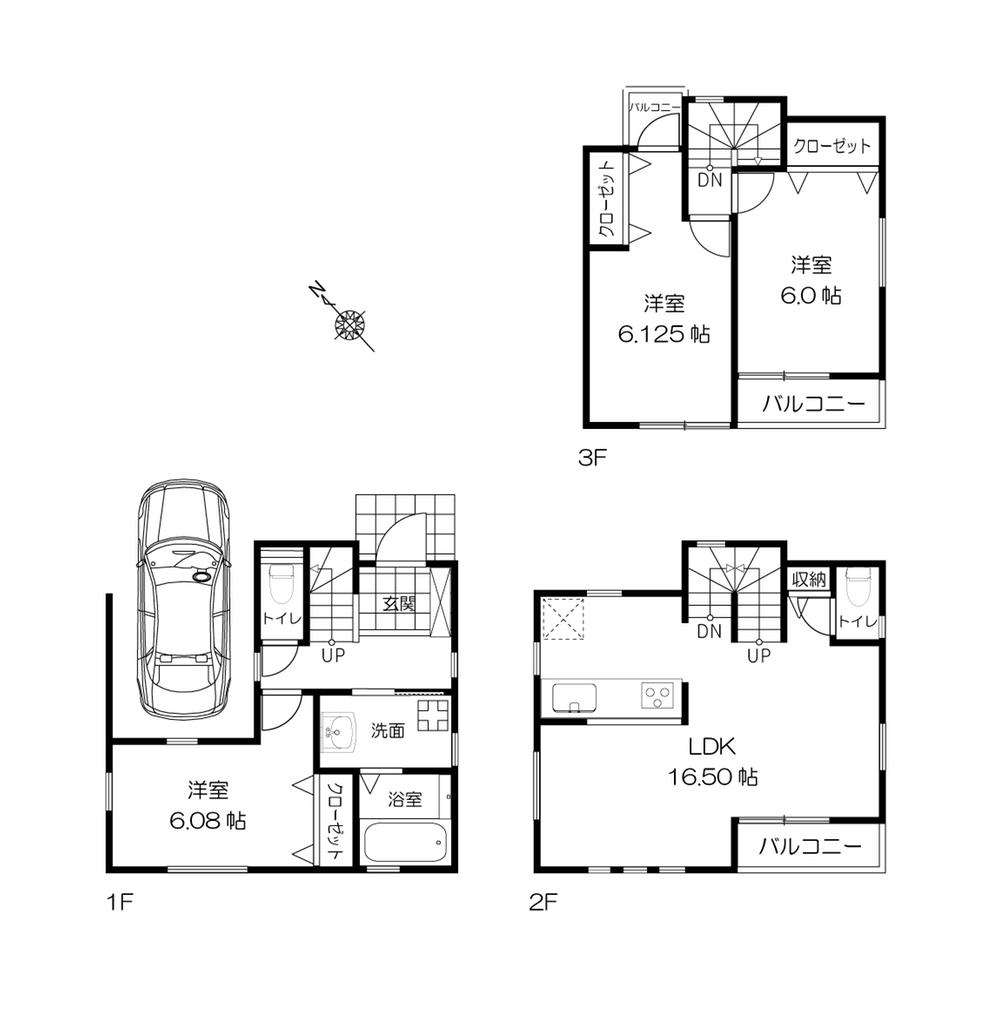 Floor plan. (A Building), Price 37,800,000 yen, 3LDK, Land area 57.03 sq m , Building area 92.7 sq m