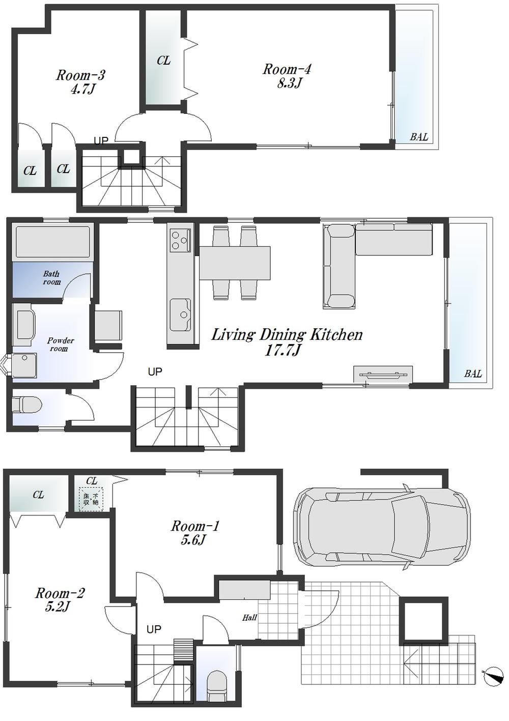 Floor plan. It is flooring that uses a natural solid material.