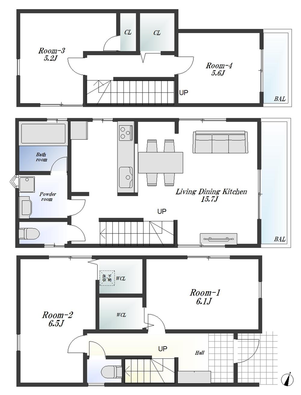 Floor plan. It is flooring that uses a natural solid material.