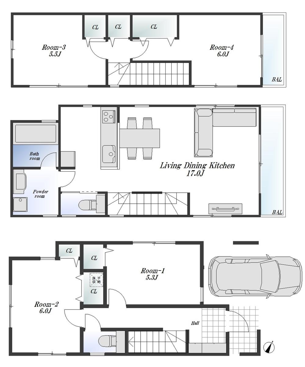 Floor plan. It is flooring that uses a natural solid material.