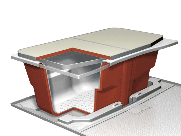 Bathing-wash room.  [Warm bath] Wrapped in thermal insulation properties of high bath lid and the heat insulating material "warm bath". Long period of time, Warmth of the hot water will persist. (Conceptual diagram)