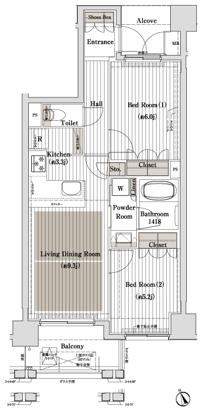 Floor: 2LDK, occupied area: 55.19 sq m