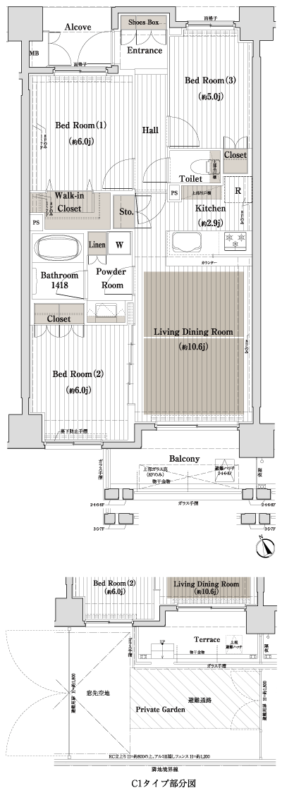 Floor: 3LDK, occupied area: 68.06 sq m