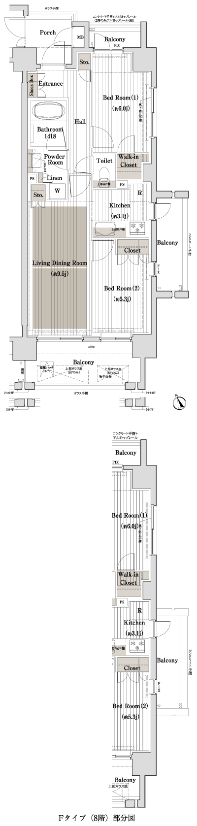 Floor: 2LDK, occupied area: 56.05 sq m