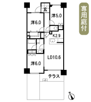 Floor: 3LDK, occupied area: 68.06 sq m