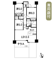 Floor: 3LDK, occupied area: 70.05 sq m