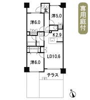 Floor: 3LDK, occupied area: 68.06 sq m