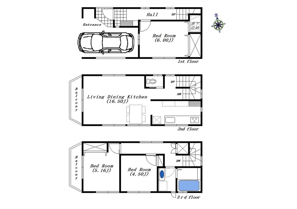 Floor plan. 39,800,000 yen, 3LDK, Land area 51.39 sq m , Building area 89.3 sq m