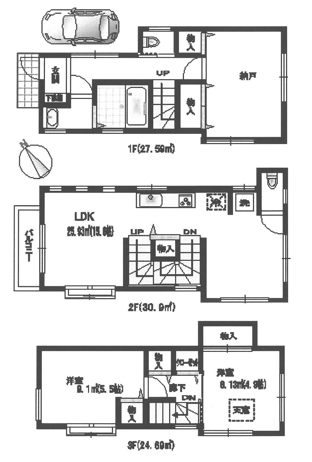 Floor plan. 37,800,000 yen, 3LDK, Land area 51.54 sq m , Building area 83.18 sq m