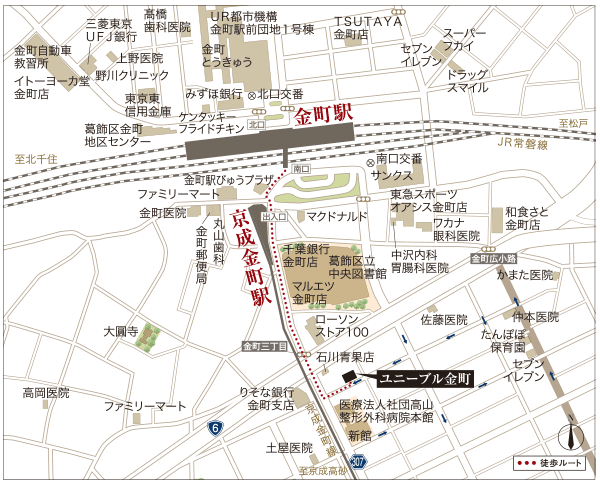 Surrounding environment. Ito-Yokado and Tokyu Store Chain of open until 23:00, Bustling Kanamachi Ginza (Sakae shopping street Kanamachi) extensive shopping facilities and living various facilities such as, Concentrated around the station. Also, Water and green natural environment, such as Edogawa the landscape there can enjoy Mizumoto Park and picnic plaza also familiar dotted, It is a city in which convenience and comfort are in harmony in a well-balanced. (Local guide map)