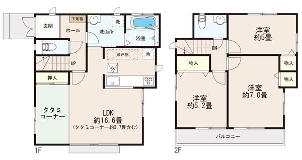 Floor plan. (D Building), Price 37,900,000 yen, 3LDK, Land area 93.98 sq m , Building area 82.39 sq m